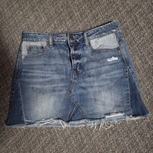 American Eagle Outfitters Distressed Blue Denim Mini Skirt